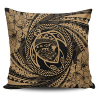 Hawaiian Kanaka Honu Hibiscus Tornando Polynesian Gold Pillow Covers - AH Pillow Covers Black - Polynesian Pride