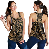 Hawaiian Kanaka Honu Hibiscus Tornando Polynesian Gold Racerback Tank - AH Black - Polynesian Pride