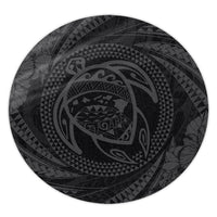 Hawaiian Kanaka Honu Hibiscus Tornando Polynesian Gray Round Carpet - AH Round Carpet Luxurious Plush - Polynesian Pride