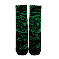 Hawaiian Kanaka Honu Hibiscus Tornando Polynesian Green Crew Socks - AH - Polynesian Pride