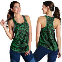 Hawaiian Kanaka Honu Hibiscus Tornando Polynesian Green Racerback Tank - AH Black - Polynesian Pride