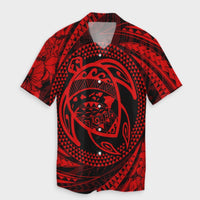 Hawaiian Kanaka Honu Hibiscus Tornando Polynesian Red Hawaiian Shirt - AH Unisex Black - Polynesian Pride
