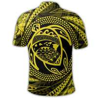 Hawaiian Kanaka Honu Hibiscus Tornando Polynesian Yellow Polo Shirt - Polynesian Pride