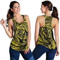 Hawaiian Kanaka Honu Hibiscus Tornando Polynesian Yellow Racerback Tank - AH Black - Polynesian Pride
