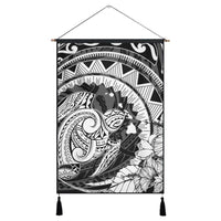Hawaiian Kanaka Honu Map Hibiscus Globular Polynesian Hanging Poster - AH Hanging Poster Cotton And Linen - Polynesian Pride