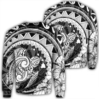 Hawaiian Kanaka Honu Map Hibiscus Globular Polynesian Sweatshirt - AH Unisex Black - Polynesian Pride