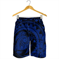 Hawaiian Kanaka Honu Map Hibiscus Globular Polynesian Blue Men's Shorts - AH - Polynesian Pride