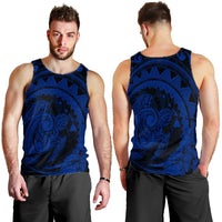 Hawaiian Kanaka Honu Map Hibiscus Globular Polynesian Blue Tank Top - AH - Polynesian Pride