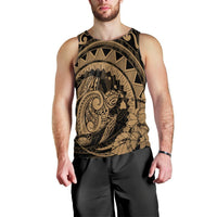 Hawaiian Kanaka Honu Map Hibiscus Globular Polynesian Gold Tank Top - AH Black - Polynesian Pride