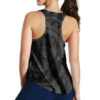 Hawaiian Kanaka Honu Map Hibiscus Globular Polynesian Gray Racerback Tank - AH - Polynesian Pride