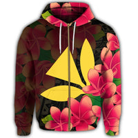 Hawaiian Kanaka Plumeria Polynesian Zip Hoodie - Polynesian Pride