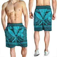 Hawaiian Kanaka Polynesian Tribal Men's Shorts Reggae Color Blue AH - Polynesian Pride