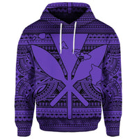 Custom Hawaiian Kanaka Polynesian Hoodie Tribal Reggae Color Purple - Polynesian Pride