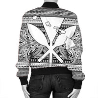 Hawaiian Kanaka Polynesian Tribal Bomber Jacket Reggae Color White AH - Polynesian Pride