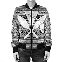 Hawaiian Kanaka Polynesian Tribal Bomber Jacket Reggae Color White AH - Polynesian Pride