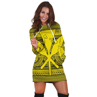 Hawaiian Kanaka Polynesian Tribal Hoodie Dress Reggae Color Yellow AH - Polynesian Pride