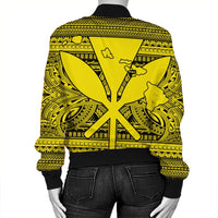 Hawaiian Kanaka Polynesian Tribal Bomber Jacket Reggae Color Yellow AH - Polynesian Pride