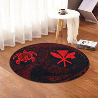 Hawaiian Kanaka Turtle Polynesian Round Carpet Red AH - Polynesian Pride
