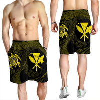 Hawaiian Kanaka Turtle Polynesian Men's Shorts Yellow AH - Polynesian Pride