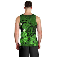Hawaiian Map Big Turtle Hibiscus Plumeria Tribal Polynesian Tank Top - Green - AH - Polynesian Pride