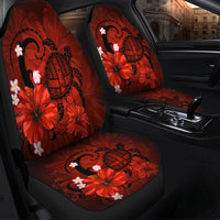 Hawaiian Map Big Turtle Hibiscus Plumeria Tribal Polynesian Car Seat Covers - Red - AH - Polynesian Pride
