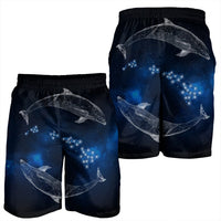 Hawaiian Map Galaxy Zodiac Dolphin White Polynesian Men's Shorts - AH - Polynesian Pride