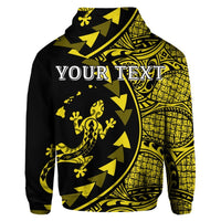 Custom Hawaiian Map Gecko Tattoo Kakau Polynesian Hoodie Yellow - Polynesian Pride