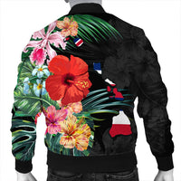 Hawaiian Map Hawaii Flag Hibiscus Polynesian Bomber Jacket AH - Polynesian Pride