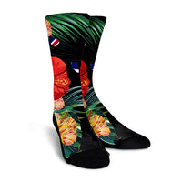 Hawaiian Map Hawaii Flag Hibiscus Polynesian Crew Socks AH - Polynesian Pride