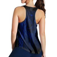 Hawaiian Map Heart Hula Girl Hibiscus Blue Polynesian Racerback Tank - AH - Polynesian Pride