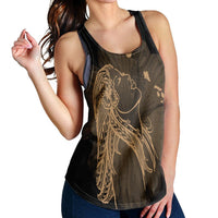 Hawaiian Map Heart Hula Girl Hibiscus Gold Polynesian Racerback Tank - AH - Polynesian Pride