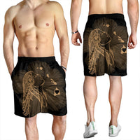 Hawaiian Map Heart Hula Girl Hibiscus Gold Polynesian Men's Shorts - AH - Polynesian Pride