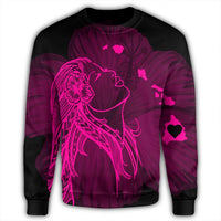 Hawaiian Map Heart Hula Girl Hibiscus Pink Polynesian Sweatshirt - AH - Polynesian Pride