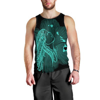 Hawaiian Map Heart Hula Girl Hibiscus Turquoise Polynesian Tank Top - AH Black - Polynesian Pride