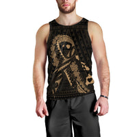 Hawaiian Map Heart Ribbon Cancer Hibiscus Gold Polynesian Tank Top - AH Black - Polynesian Pride