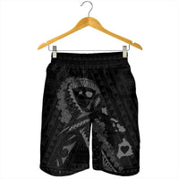 Hawaiian Map Heart Ribbon Cancer Hibiscus Gray Polynesian Men's Shorts - AH - Polynesian Pride