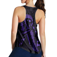 Hawaiian Map Heart Ribbon Cancer Hibiscus Purple Polynesian Racerback Tank - AH - Polynesian Pride