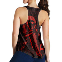 Hawaiian Map Heart Ribbon Cancer Hibiscus Red Polynesian Racerback Tank - AH - Polynesian Pride