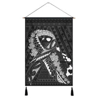 Hawaiian Map Heart Ribbon Cancer Hibiscus White Polynesian Hanging Poster - AH Hanging Poster Cotton And Linen - Polynesian Pride