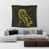 Hawaiian Map Heart Ribbon Cancer Hibiscus Yellow Polynesian Tapestry - AH - Polynesian Pride