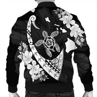 Hawaiian Map Hibiscus Turtle Fish Hook Polynesian Bomber Jacket - AH - Polynesian Pride