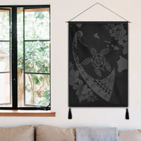 Hawaiian Map Hibiscus Turtle Fish Hook Polynesian Hanging Poster Grey - AH - Polynesian Pride