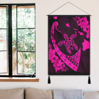 Hawaiian Map Hibiscus Turtle Fish Hook Polynesian Hanging Poster Pink - AH - Polynesian Pride