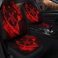 Hawaiian Map Hibiscus Turtle Fish Hook Polynesian Car Seat Covers Red - AH - Polynesian Pride