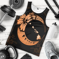 Hawaiian Map Hibiscus Turtle Polynesian Moon Tank Top Orange - AH - Polynesian Pride