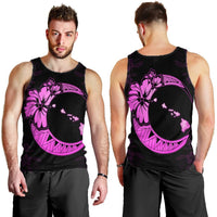 Hawaiian Map Hibiscus Turtle Polynesian Moon Tank Top Pink - AH - Polynesian Pride