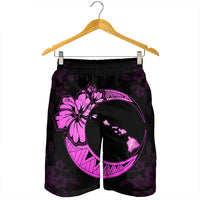 Hawaiian Map Hibiscus Turtle Polynesian Moon Men's Shorts Pink - AH - Polynesian Pride
