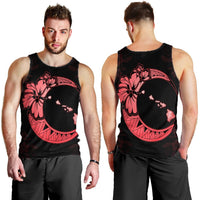 Hawaiian Map Hibiscus Turtle Polynesian Moon Tank Top Red - AH - Polynesian Pride