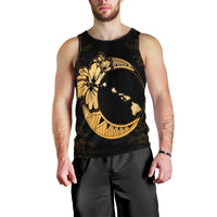 Hawaiian Map Hibiscus Turtle Polynesian Moon Tank Top Yellow - AH Black - Polynesian Pride