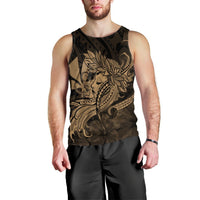 Hawaiian Map Hula Girl Hibiscus Kanaka Polynesian Tank Top - Gold - AH Black - Polynesian Pride